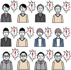 驚く人物　アイコンイラストセット