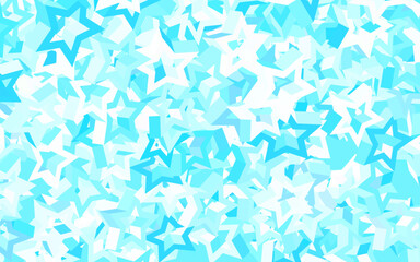 Fototapeta premium Light BLUE vector pattern with christmas stars.