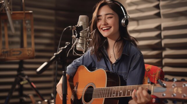 The woman recording session