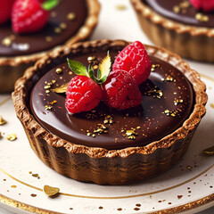 Chocolate cake with raspberries