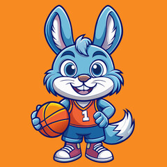 Obraz premium rabbit basketball cartoon character