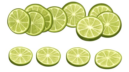 Fototapeta premium Freshly Cut Lime Slices for Cocktail Garnishes or Recipes.