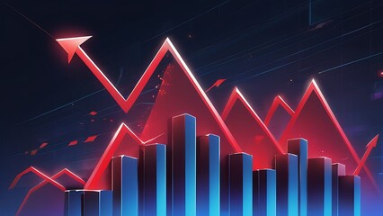 Exponential Financial Growth A 3D Bar Graph Depicting Revenue Increase and Market Success