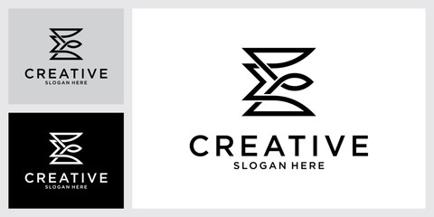 E or EE initial letter logo design concept