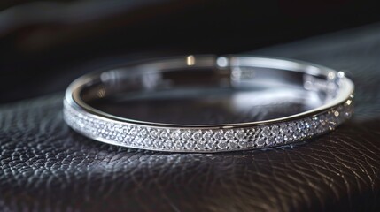 Diamond Bracelet on Black Leather