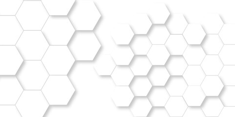 Fototapeta premium Vector abstract hexagonal futuristic geometric backdrop White 3d embossed creative hexagon, honeycomb white hexagon concept design abstract technology background, or wallpaper.