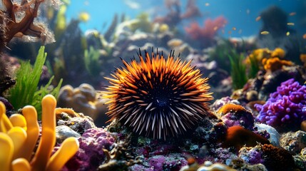 Sea Urchin in Coral Reef.
