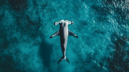 Fototapeta premium Hammerhead Shark Aerial View.