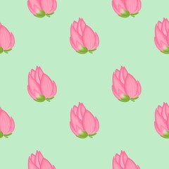 seamless pattern with lotus green background