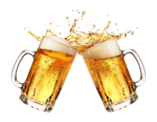 Beer Mugs Toast Cheers Isolated on Transparent Background
