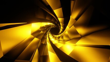 Abstract 3D Animation of a Hypnotic Tunnel Creating Dynamic Music Visualization. Mesmerizing journey through an abstract tunnel that transforms with rhythmic beats and glowing golden shades.