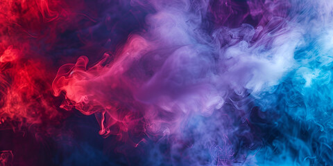 Vivid red blue and purple smoke and fog background