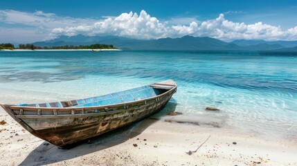 Tranquil Boat on a Pristine Beach in a Tropical Paradise