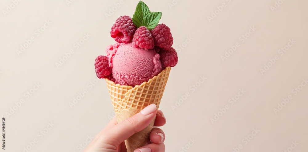 Poster raspberry ice cream cone