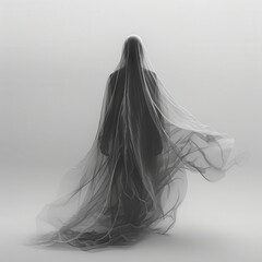 Ghost apparition on solid white background, single object