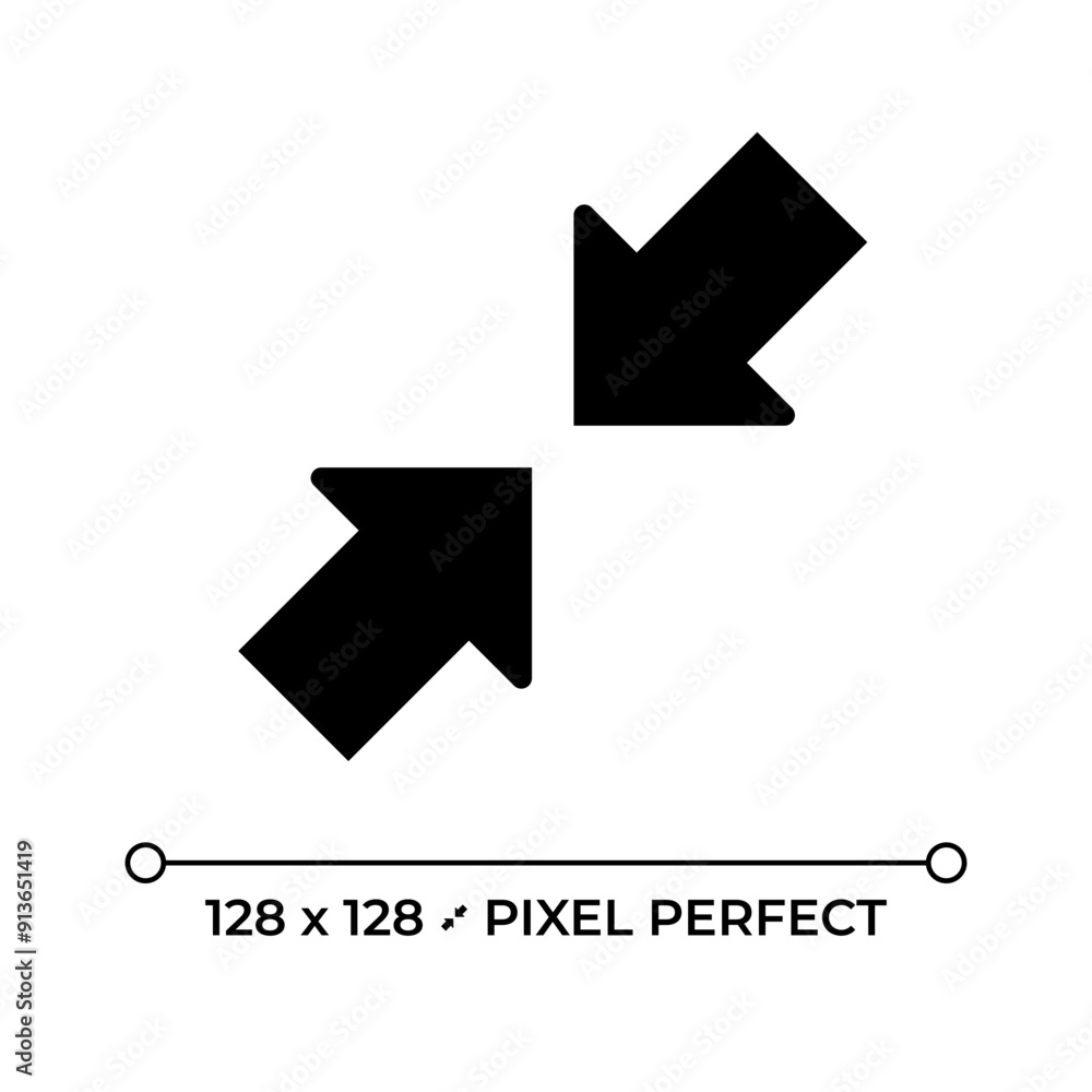 Poster zoom out black glyph icon. symbolizing interaction, connection or focus. user interface arrows. web 