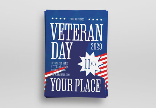 Blue Flat Design Veterans Day Flyer Layout