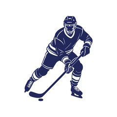 Hockey player silhouettes Clip art isolated vector illustration on white background