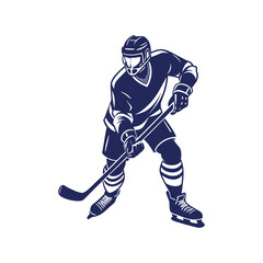 Hockey player silhouettes Clip art isolated vector illustration on white background