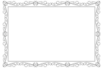 Classic swirl Decorative line ornate border, filigree rectangle Decorated frame for Victorian card, menu, wedding, certificate, document, Fancy Lines style landscape page borders design
