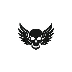 Human Skull with Wings Silhouette Vector
