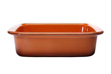 Elegant Brown Baking Dish Glimmering Under Kitchen Light Inviting Culinary Creations and Home-Baked Delights to Whisk Away Time on Transparent PNG Background.