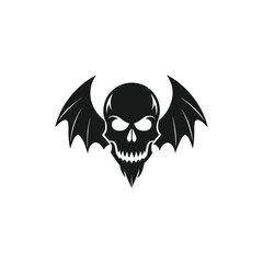 Human Skull with Wings Silhouette Vector
