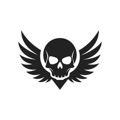 Human Skull with Wings Silhouette Vector
