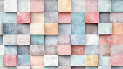 Colorful pastel tiles forming a seamless interlocking pattern on a light gray background.
