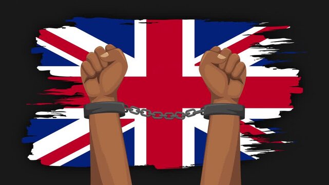 Indian Hands Breaking British Handcuffs