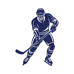 Hockey player silhouettes Clip art isolated vector illustration on white background