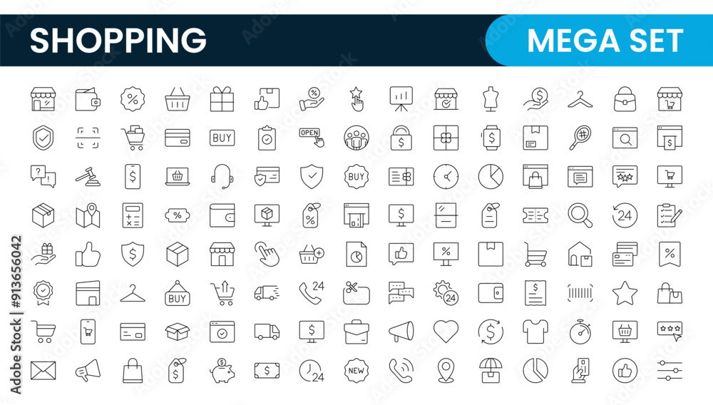 Poster set of shopping cart icons. collection of web icons for online store, from various cart icons in var