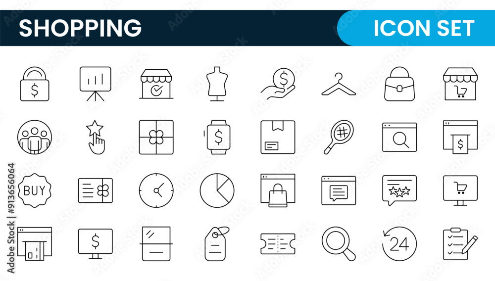 Poster set of shopping cart icons. collection of web icons for online store, from various cart icons in var