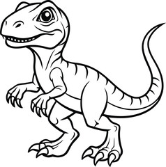 hand drawn dinosaur line art black and white