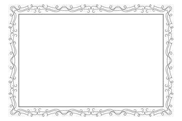 Classic swirl Decorative line ornate border, filigree rectangle Decorated frame for Victorian card, menu, wedding, certificate, document, Fancy Lines style landscape page borders design

