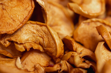 dried apple in slices for cooking, background of apple drying