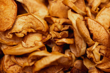 dried apple in slices for cooking, background of apple drying