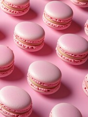 Obraz premium Pink Macarons on Pink Surface