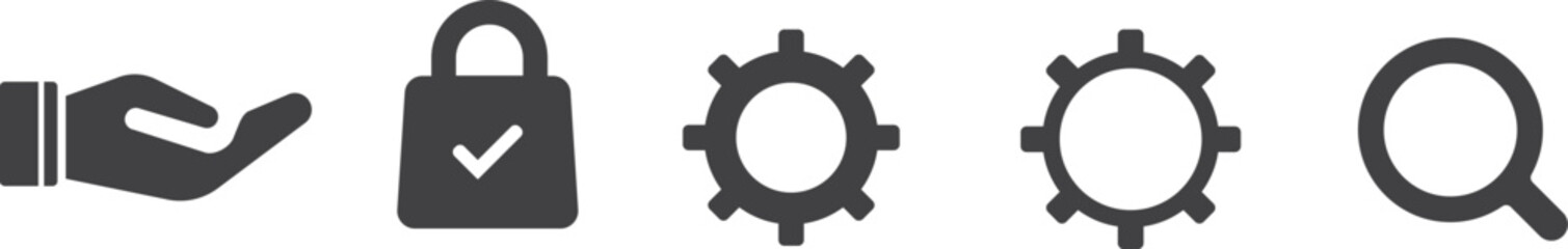 Set of hand, setting, search, lock for design use symbol.