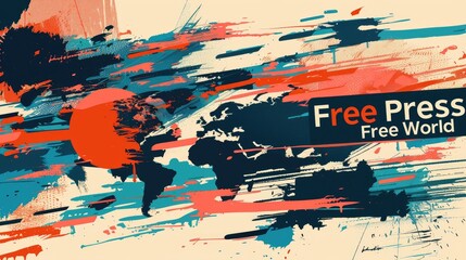 Naklejka premium Free Press, Free World Abstract Art