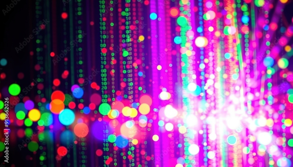 Poster abstract colorful bokeh lights background.