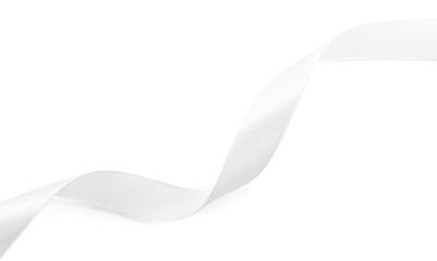 One beautiful silk ribbon isolated on white, top view