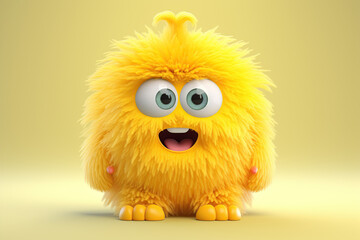 Fototapeta premium Cute Yellow Furry Monster