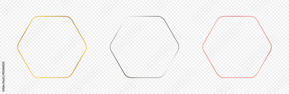 Poster set of three rounded hexagon frames