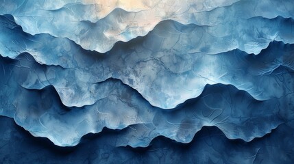 Obraz premium Textured Waves In Various Shades Of Blue Captured In Artistic Form
