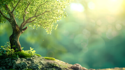 Fototapeta premium green forest in the morning