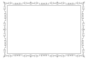 Classic swirl Decorative line ornate border, filigree rectangle Decorated frame for Victorian card, menu, wedding, certificate, document, Fancy Lines style landscape page borders design
