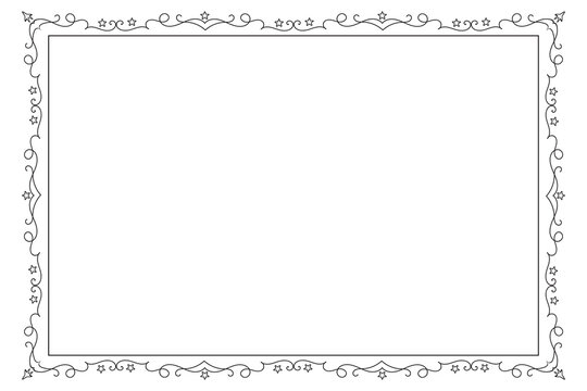 Classic swirl Decorative line ornate border, filigree rectangle Decorated frame for Victorian card, menu, wedding, certificate, document, Fancy Lines style landscape page borders design
