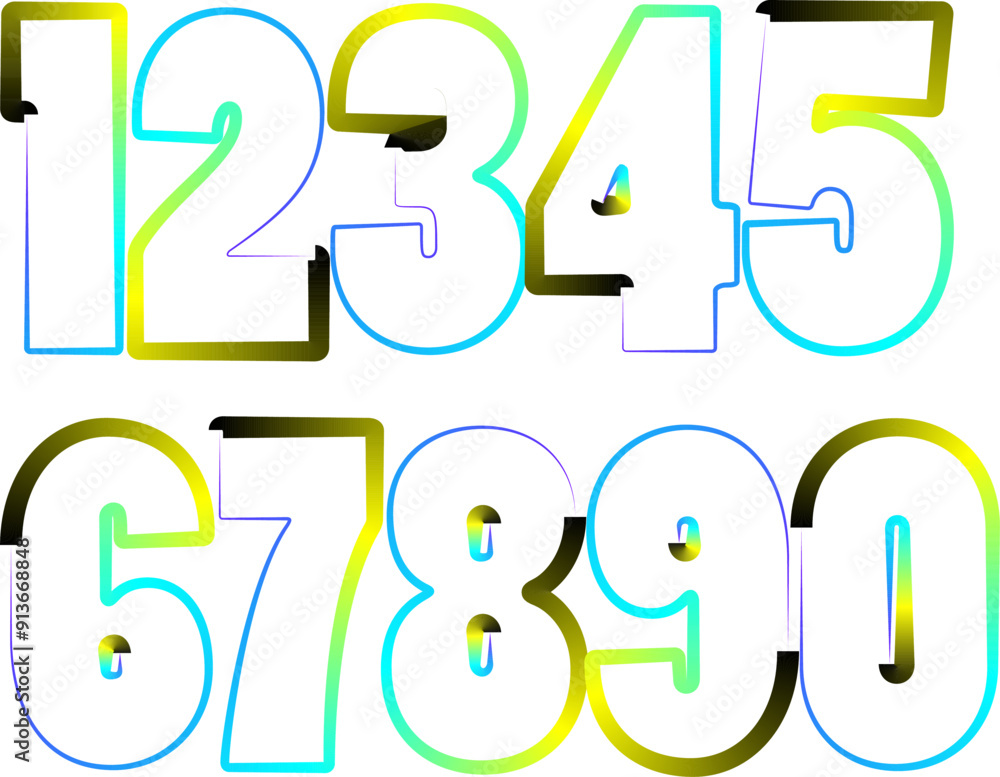 Poster vector set of number, numbers, gradient number