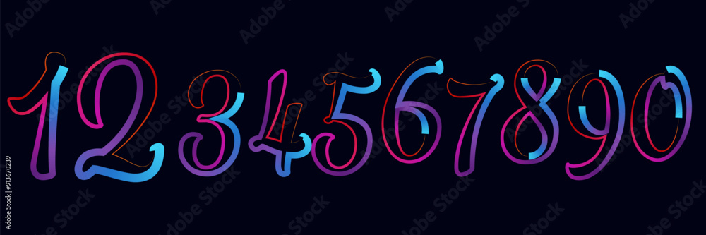 Poster vector set of number, numbers, gradient number